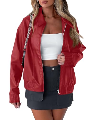 PRETTYGARDEN Women's Faux Leather Jackets 2025 Fall Long Sleeve